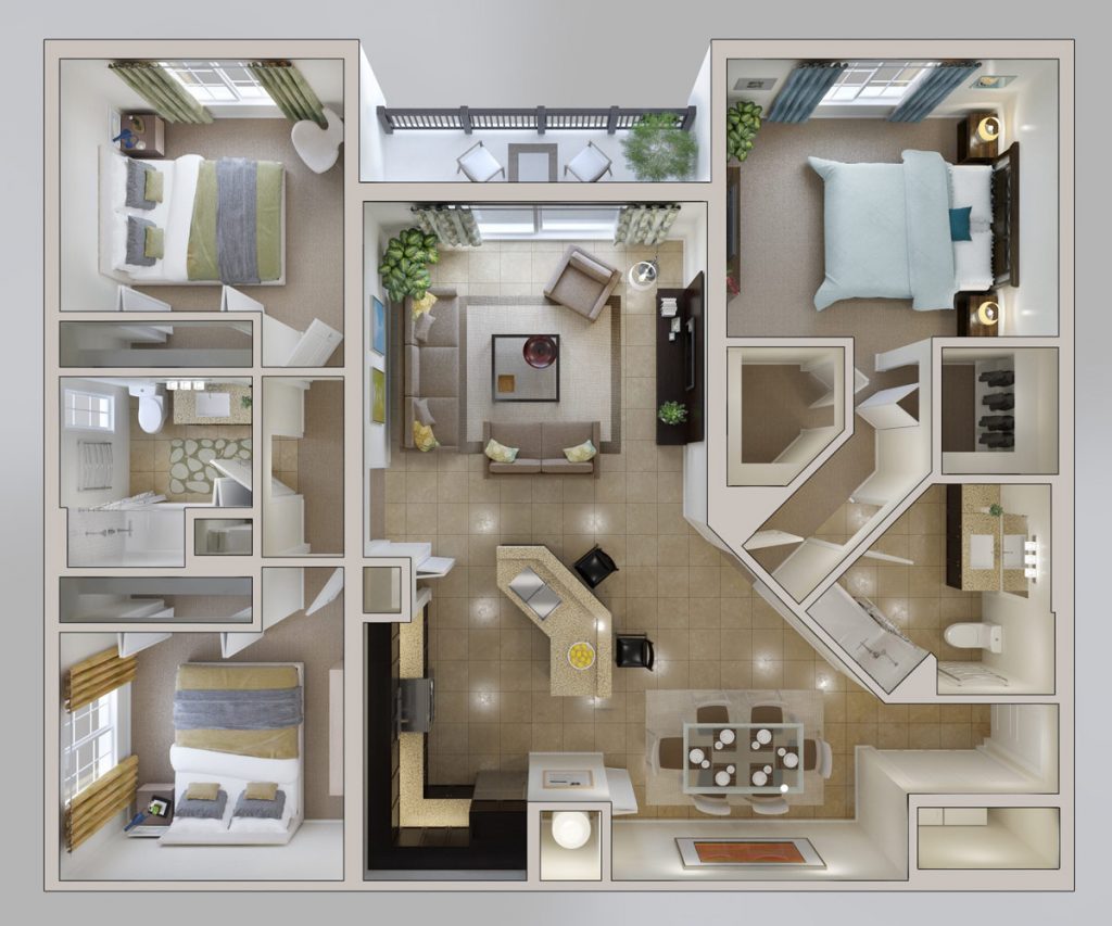 Изображение - Выбор времени для покупки квартиры Unique-2-Bedroom-Apartment-Floor-Plans-3d-78-For-Your-with-2-Bedroom-Apartment-Floor-Plans-3d-1024x853-1024x853
